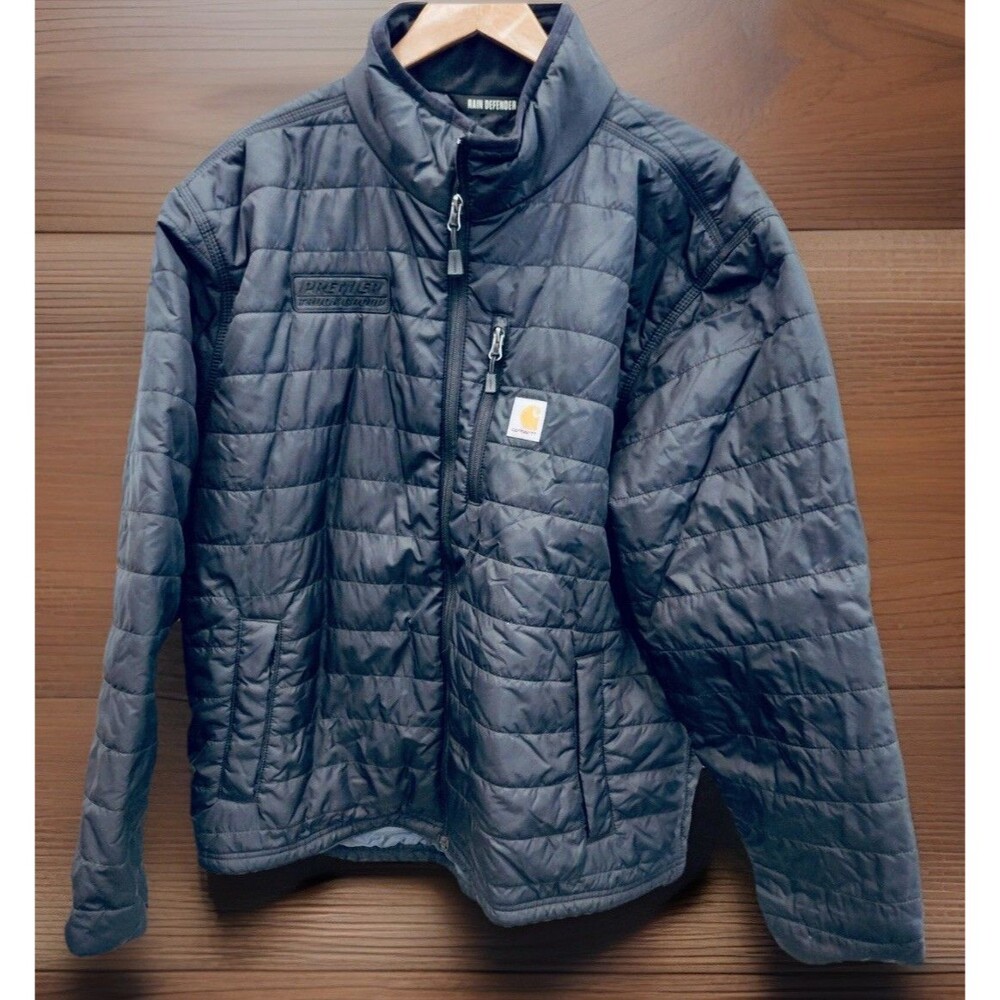 Carhartt Rain Defender Gilliam Jacket Mens XL Black Relaxed Fit Quilted Puffer